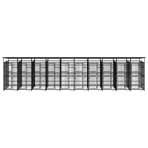 Acél kültéri kutyakennel tetővel 18,43 m²