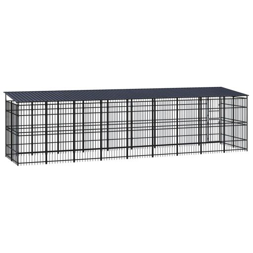 Acél kültéri kutyakennel tetővel 16,59 m²