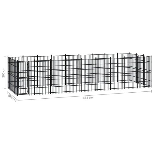 Acél kültéri kutyakennel 24,88 m²