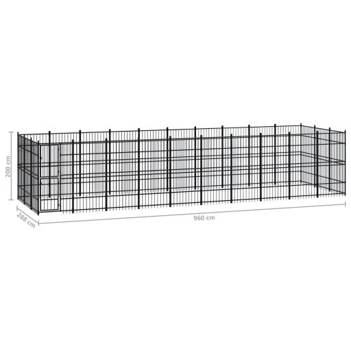Acél kültéri kutyakennel 27,65 m²