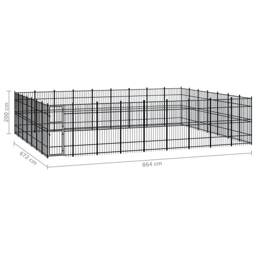 Acél kültéri kutyakennel 58,06 m²
