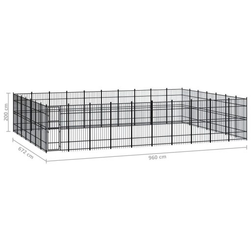 Acél kültéri kutyakennel 64,51 m²