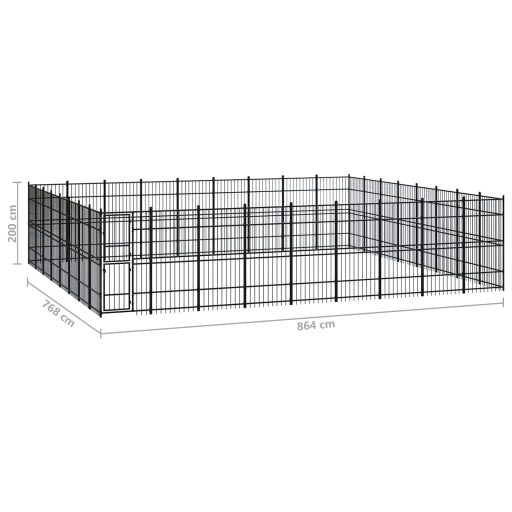 Acél kültéri kutyakennel 66,36 m²