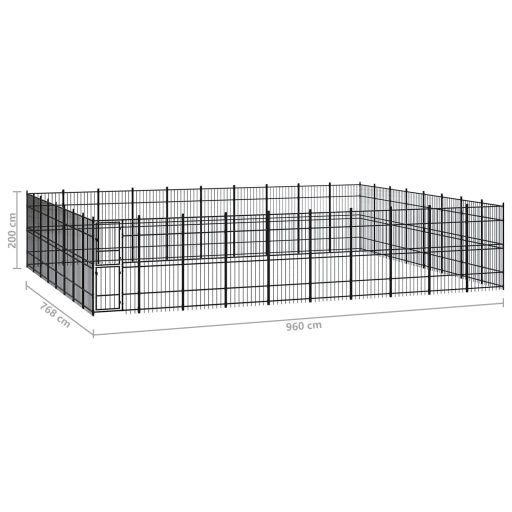 Acél kültéri kutyakennel 73,73 m²