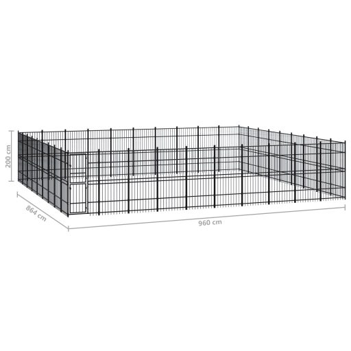 Acél kültéri kutyakennel 82,94 m²