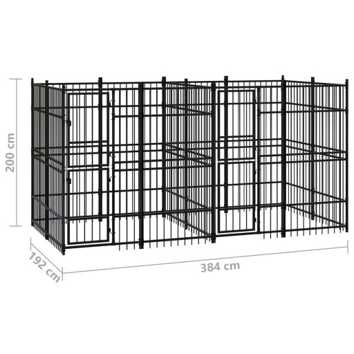 Acél kültéri kutyakennel 7,37 m²