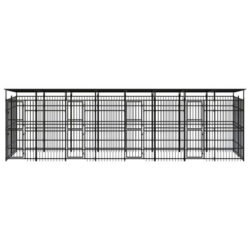 Acél kültéri kutyakennel tetővel 14,75 m²