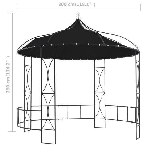 Antracitszürke kerek pavilon 300 x 290 cm