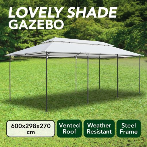 Fehér pavilon 600 x 298 x 270 cm 180 g/m²