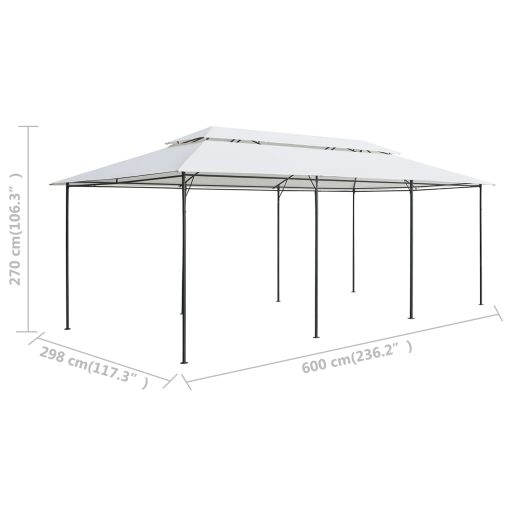 Fehér pavilon függönyökkel 600 x 298 x 270 cm 180 g/m²