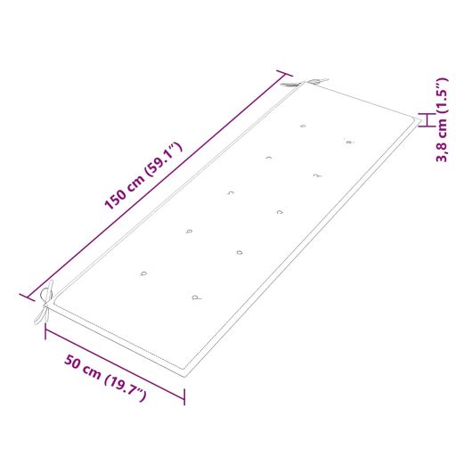 Tömör tíkfa Batavia pad szürke párnával 150 cm