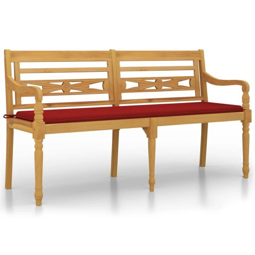 Tömör tíkfa Batavia pad piros párnával 150 cm