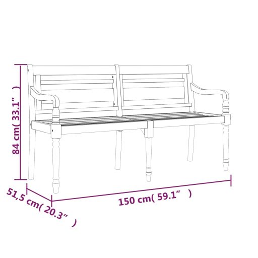 Tömör tíkfa Batavia pad piros párnával 150 cm