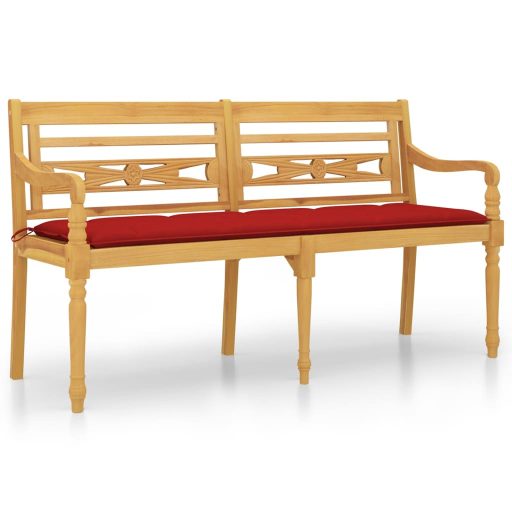 Tömör tíkfa Batavia pad piros párnával 150 cm