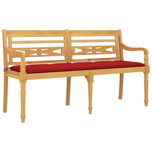 Tömör tíkfa Batavia pad piros párnával 150 cm