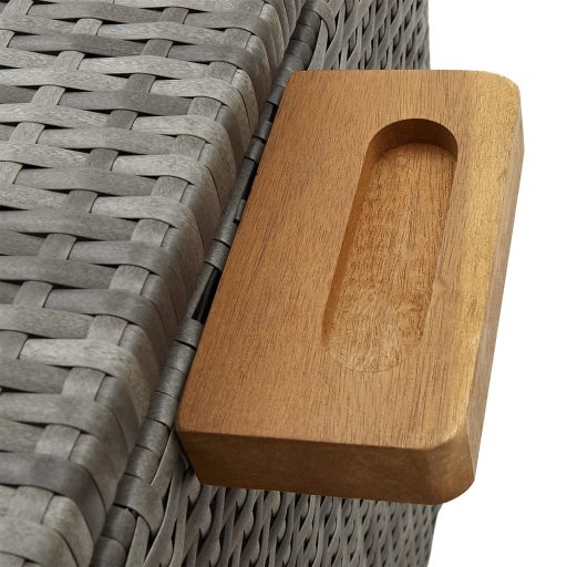 Világosszürke polyrattan kerti tárolóláda 120 x 65 x 61 cm