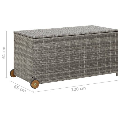 Világosszürke polyrattan kerti tárolóláda 120 x 65 x 61 cm