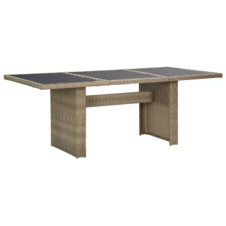   Barna üveg és polyrattan kerti étkezőasztal 200 x 100 x 74 cm