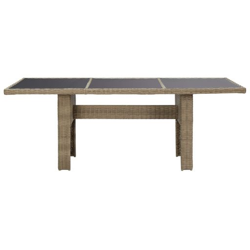 Barna üveg és polyrattan kerti étkezőasztal 200 x 100 x 74 cm