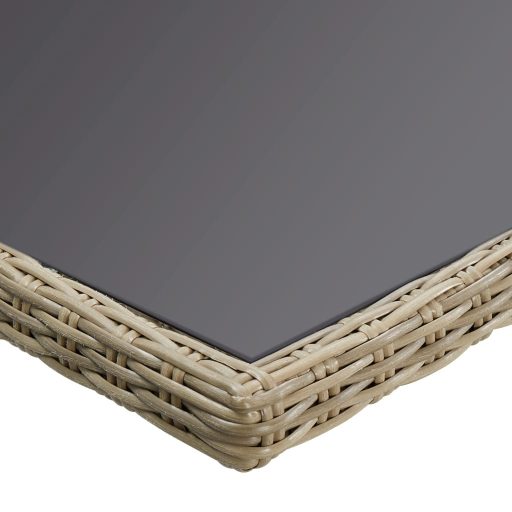 Barna üveg és polyrattan kerti étkezőasztal 200 x 100 x 74 cm