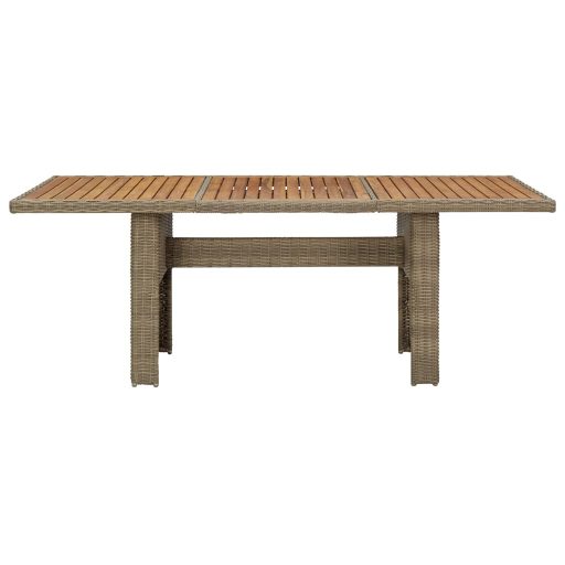 Barna polyrattan kerti étkezőasztal 200 x 100 x 74 cm