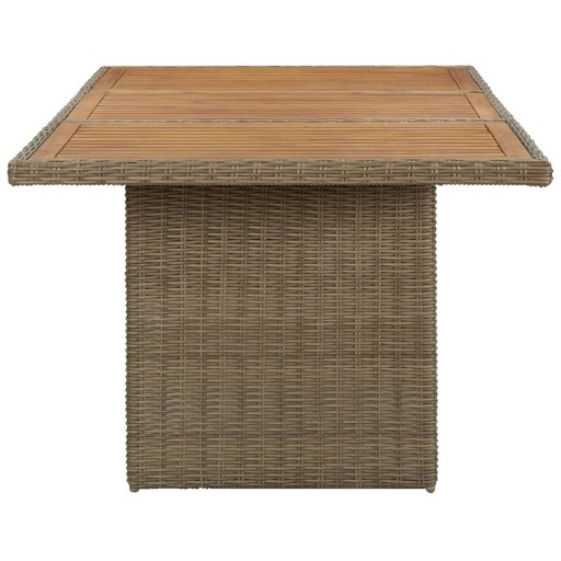 Barna polyrattan kerti étkezőasztal 200 x 100 x 74 cm