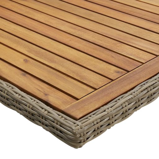 Barna polyrattan kerti étkezőasztal 200 x 100 x 74 cm