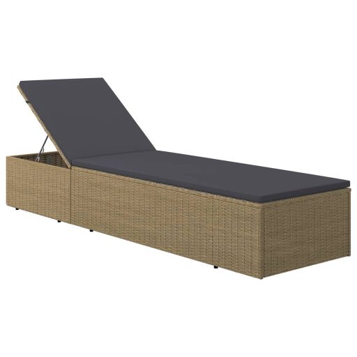 Barna és sötétszürke polyrattan napozóágy