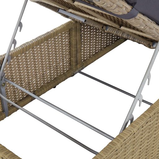 Barna és sötétszürke polyrattan napozóágy