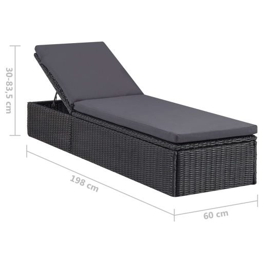 Sötétszürke polyrattan napozóágy