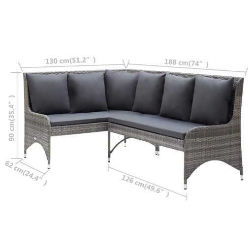 2 db szürke polyrattan kerti sarokkanapé