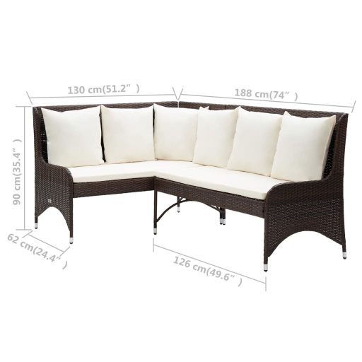 2 db barna polyrattan kerti sarokkanapé