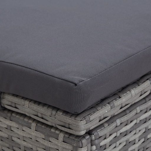 Kétszemélyes szürke polyrattan napozóágy párnával