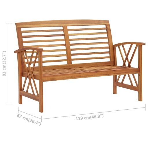 Tömör akácfa kerti pad 119 cm