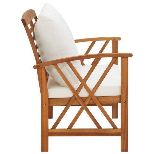 Tömör akácfa kerti pad párnákkal 119 cm