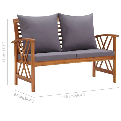 Tömör akácfa kerti pad párnákkal 119 cm