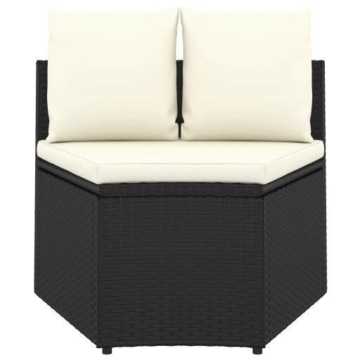 2 részes fekete polyrattan kerti ülőgarnitúra párnákkal