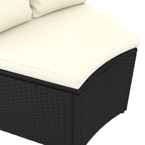 2 részes fekete polyrattan kerti ülőgarnitúra párnákkal