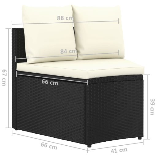 2 részes fekete polyrattan kerti ülőgarnitúra párnákkal