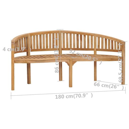 Tömör tíkfa banán alakú pad 180 cm