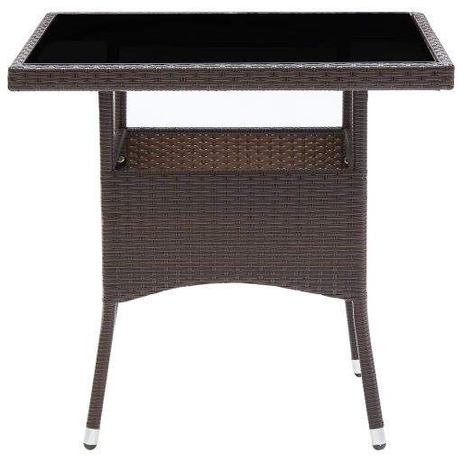 Barna polyrattan kerti étkezőasztal
