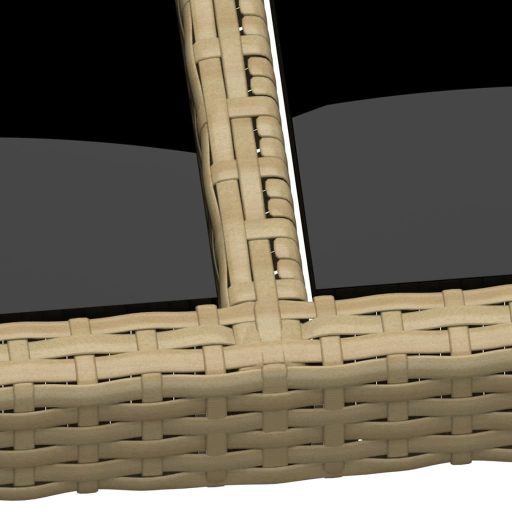 Bézs polyrattan és edzett üveg kerti asztal 150 x 90 x 75 cm