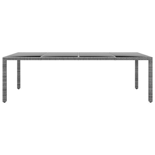 Szürke edzett üveg és polyrattan kerti asztal 250 x 100 x 75 cm