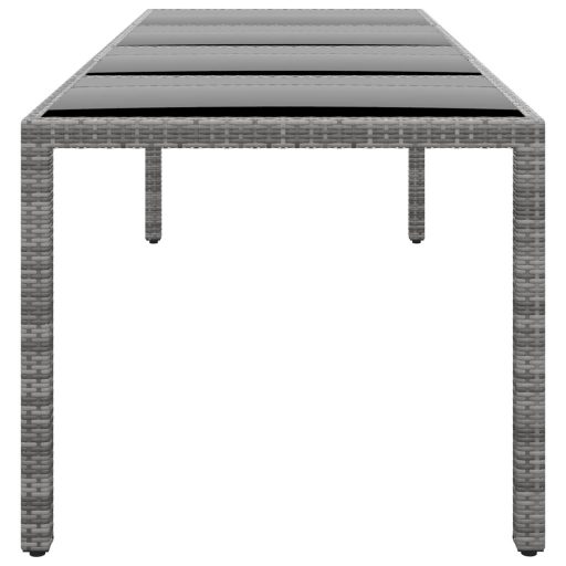 Szürke edzett üveg és polyrattan kerti asztal 250 x 100 x 75 cm