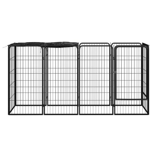 10-paneles fekete porszórt acél kutyakennel 50 x 100 cm