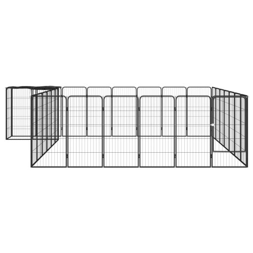 30-paneles fekete porszórt acél kutyakennel 50 x 100 cm