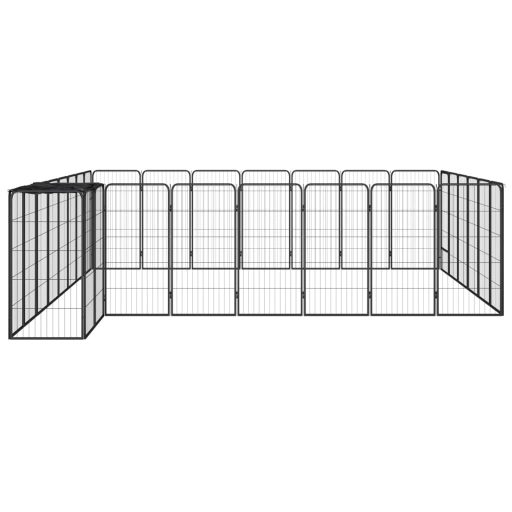30-paneles fekete porszórt acél kutyakennel 50 x 100 cm