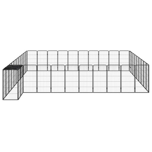 42-paneles fekete porszórt acél kutyakennel 50 x 100 cm