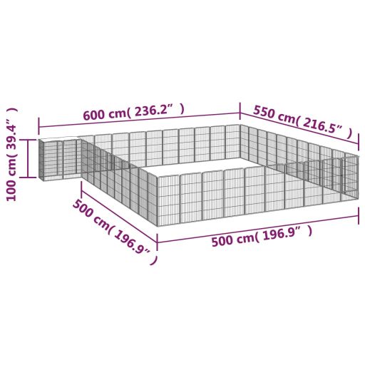 46-paneles fekete porszórt acél kutyakennel 50 x 100 cm