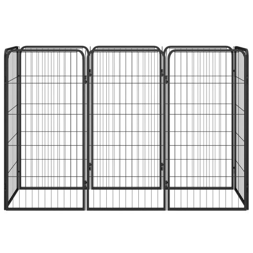 8-paneles fekete porszórt acél kutyakennel 50 x 100 cm